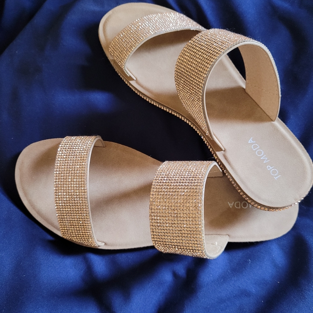 Rhinestone rose gold sandals